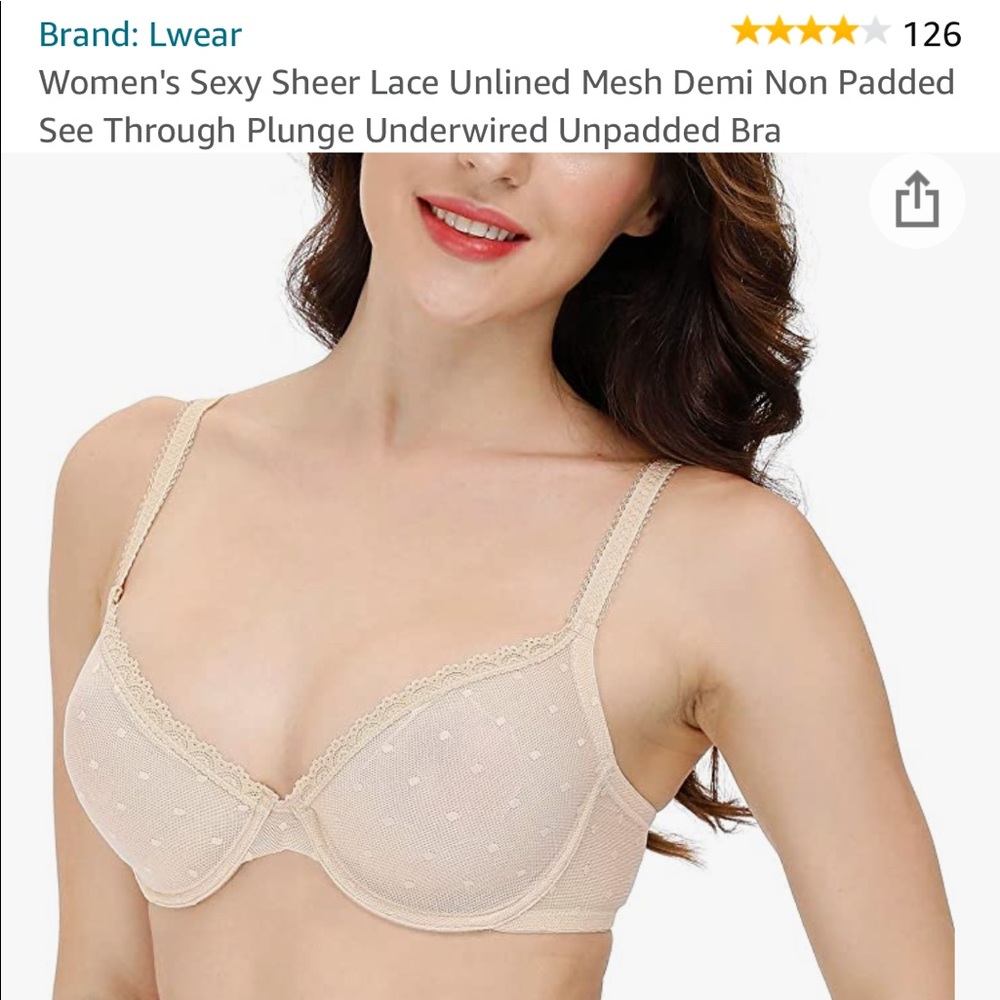 Sheer unlined Demi bra in 32c